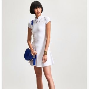 Shanghai Tang White Laser Cut Knit Dress NWT